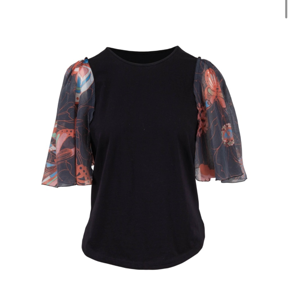Black Butterfly Sleeve Blouse